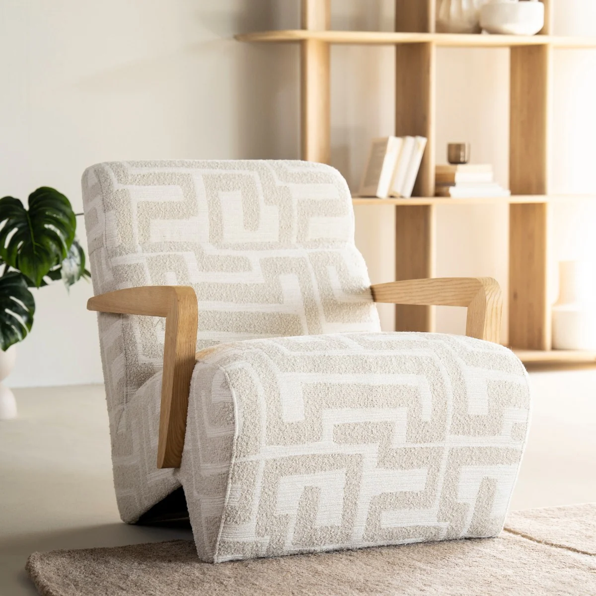 Fauteuil Olek – stof & hout beige libre - Afbeelding 3