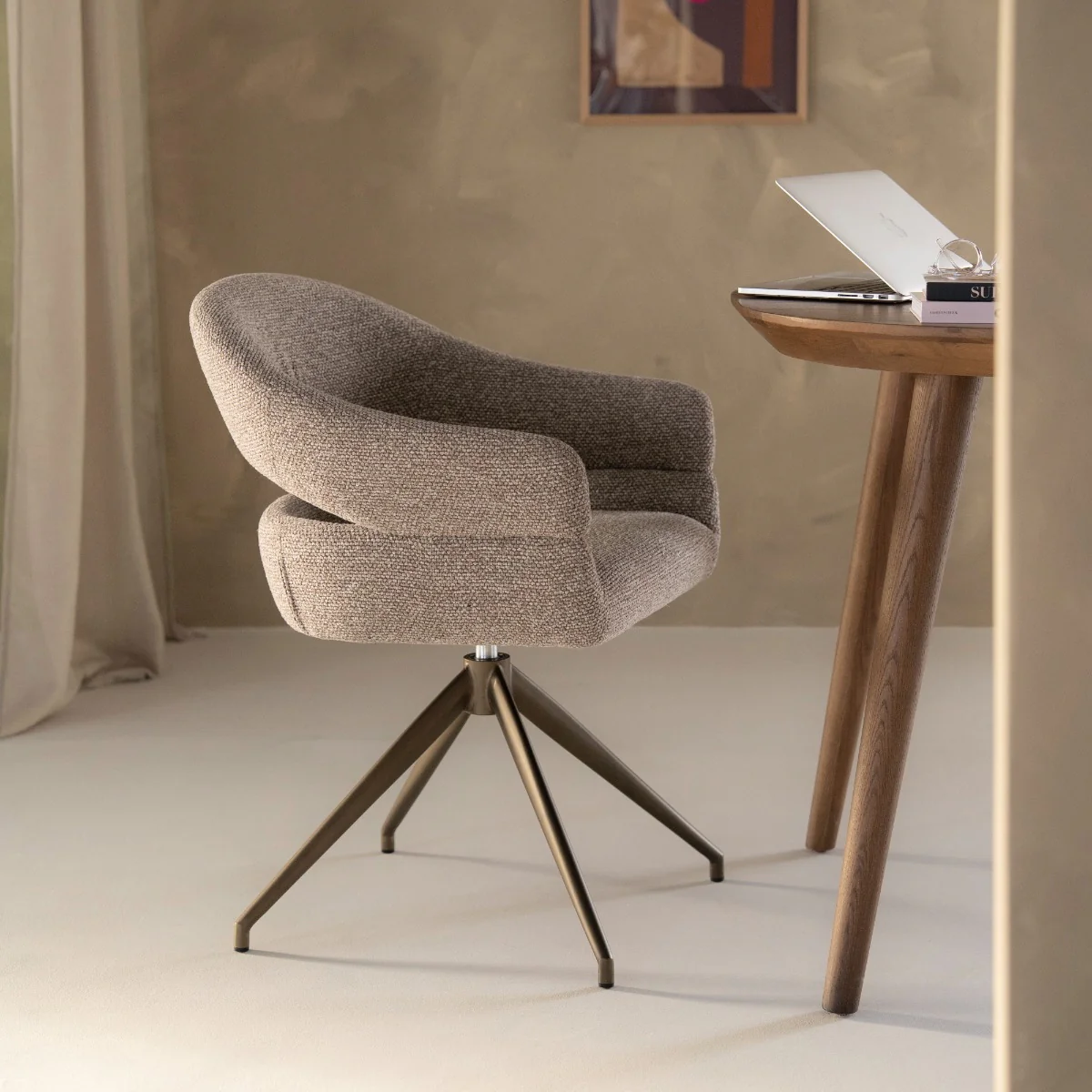 Stoel Hailey – stof taupe eira - Afbeelding 3