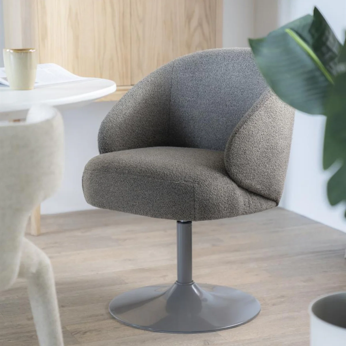 Stoel Ruben – stof & metaal bruin bogda - Afbeelding 3