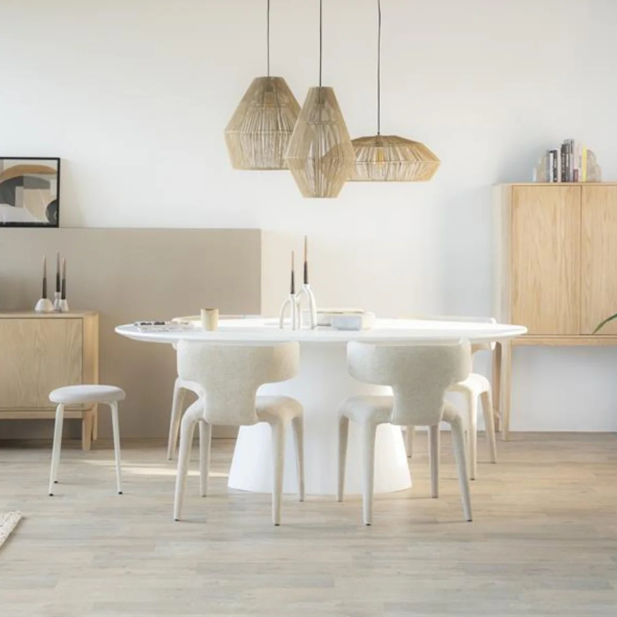 Ovaal Eettafel Elin – magnesium oxide & glasvezel wit 200cm - Afbeelding 3