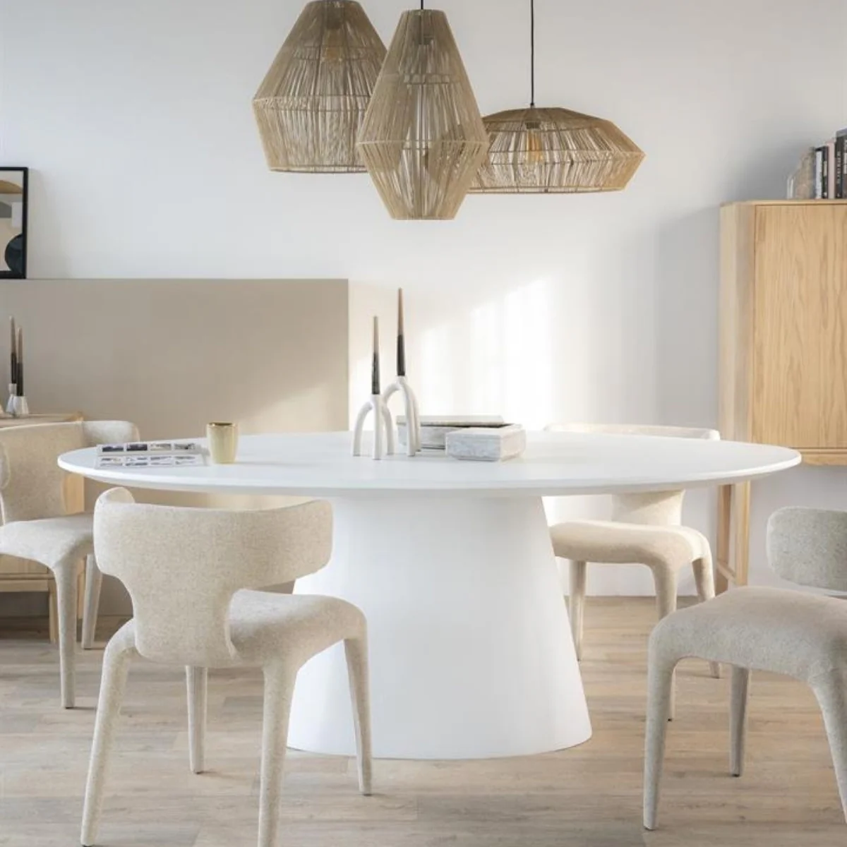 Ovaal Eettafel Elin – magnesium oxide & glasvezel wit 200cm - Afbeelding 4