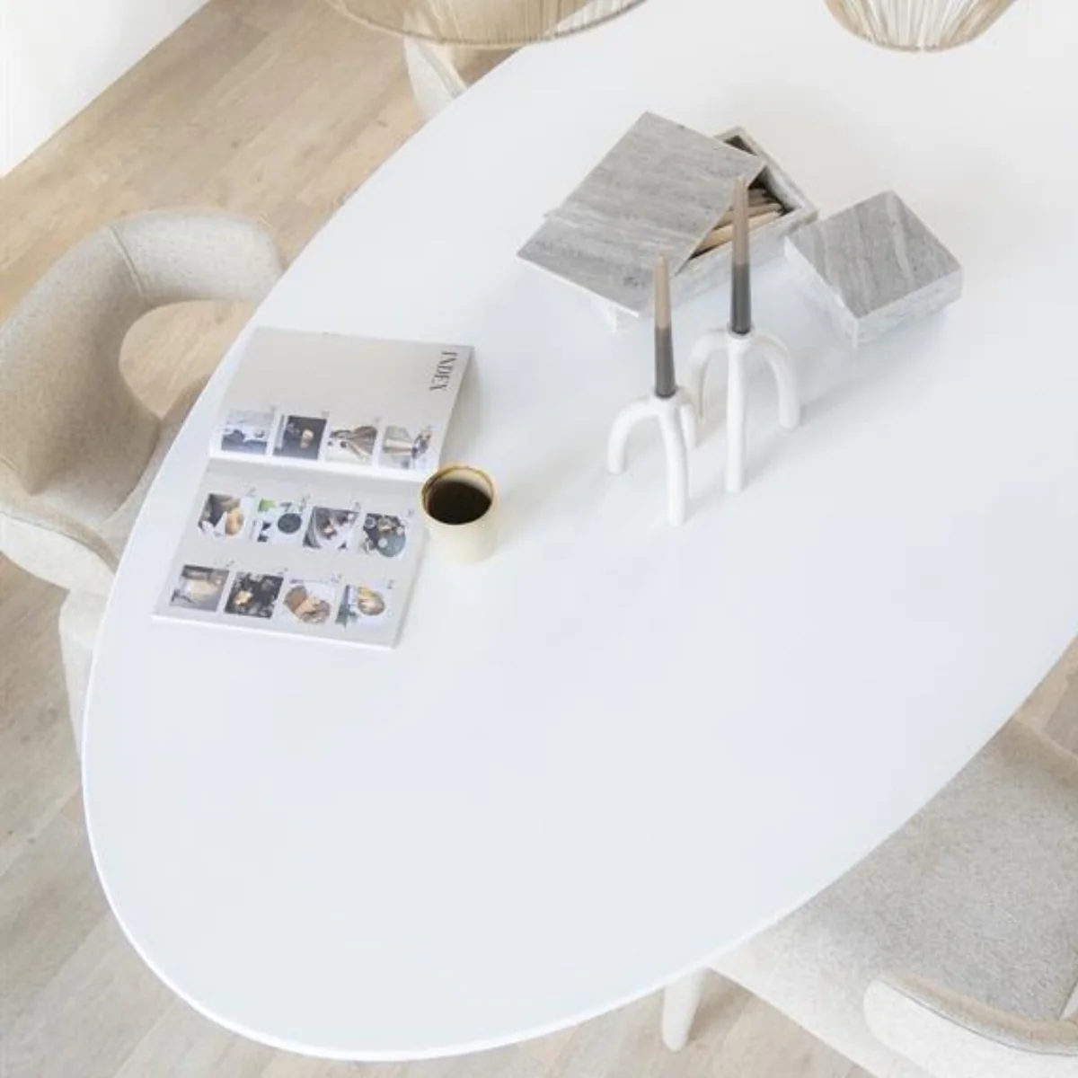 Ovaal Eettafel Elin – magnesium oxide & glasvezel wit 200cm - Afbeelding 5