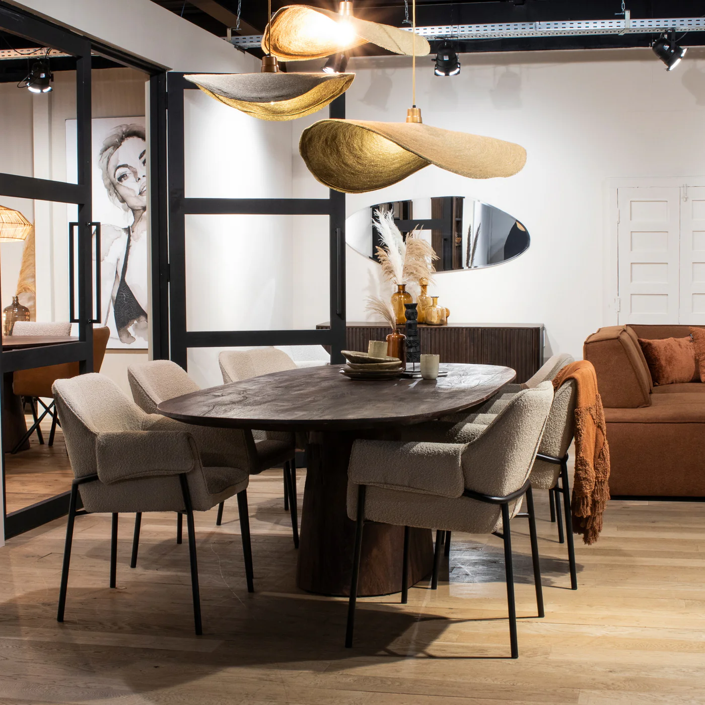 Ovaal Eettafel Aron – mangohout bruin 300x110cm - Afbeelding 3