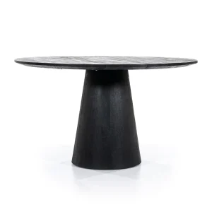 Rond Eettafel Aron – mangohout zwart 130cm