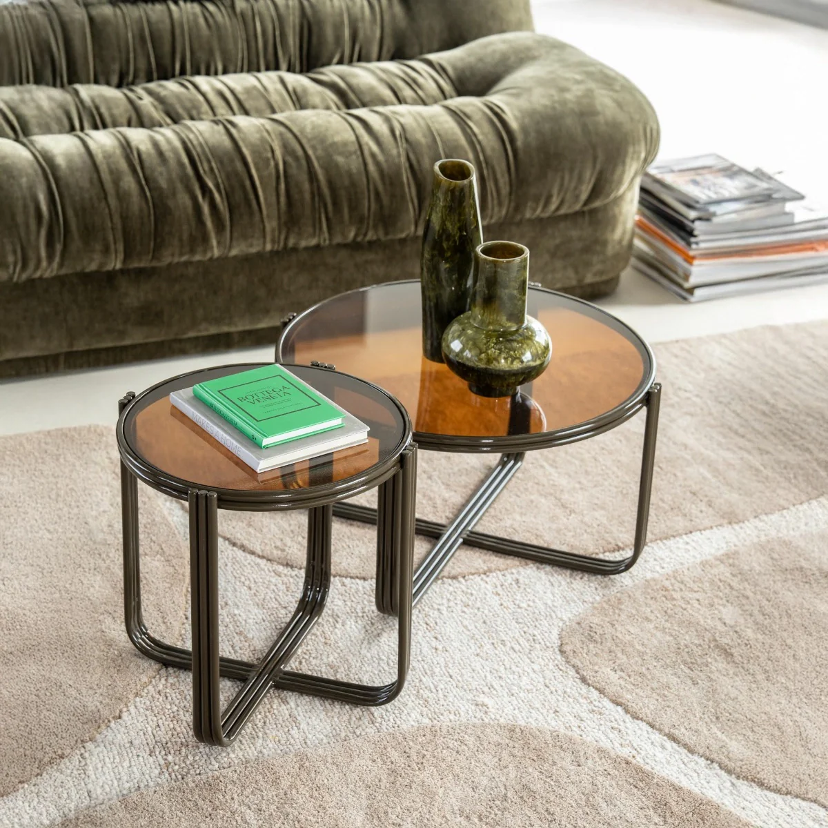 By-Boo Groovy – Tafelserie Bruin (Salontafel & Bijzettafel)