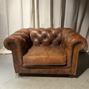 Chesterfield Cognac Bruine Leren Clubfauteuil XXL