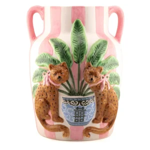 Aardewerk vaas pink jungle