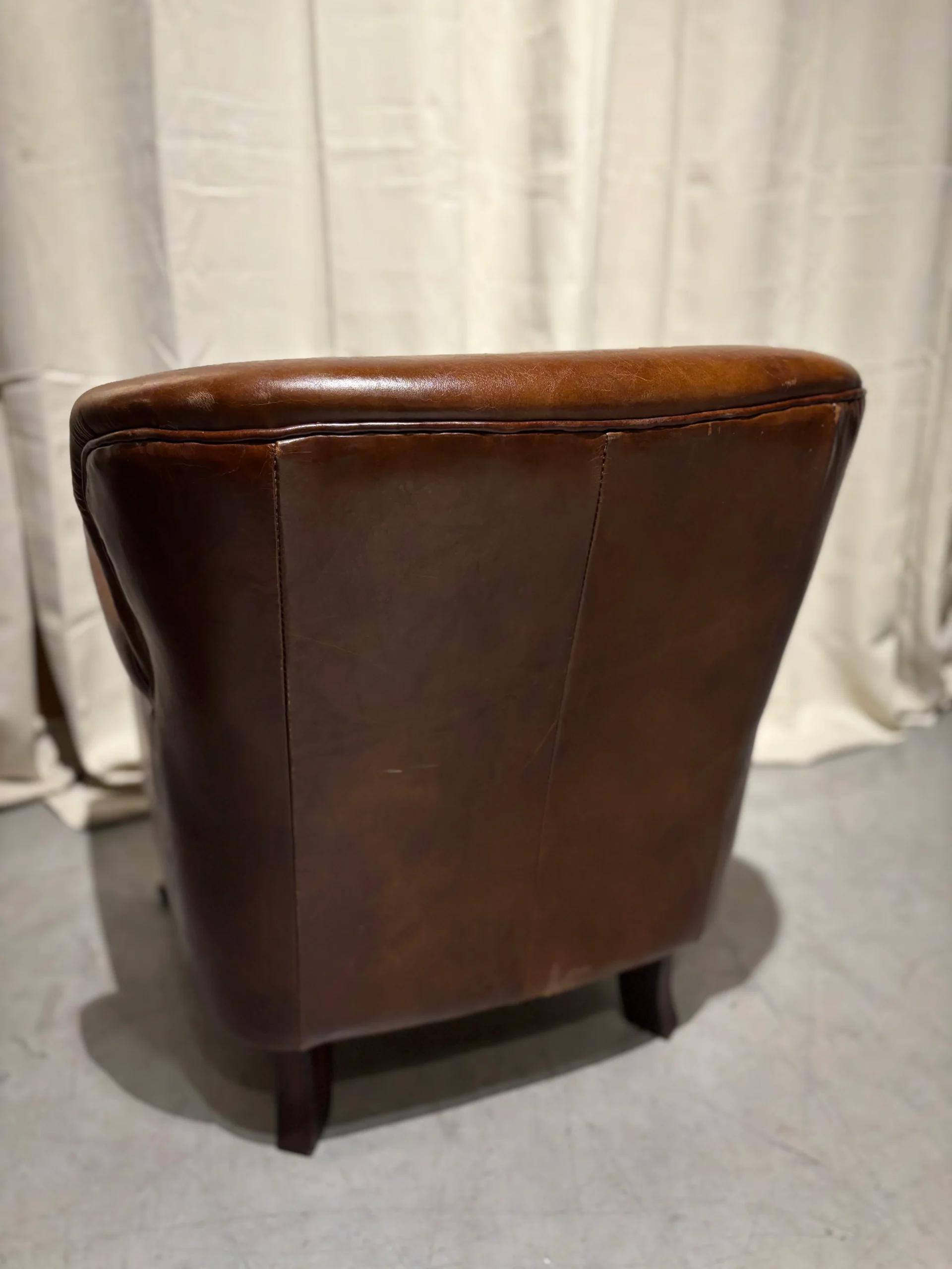 Runderleren fauteuil Klein model Craquelé - Afbeelding 5