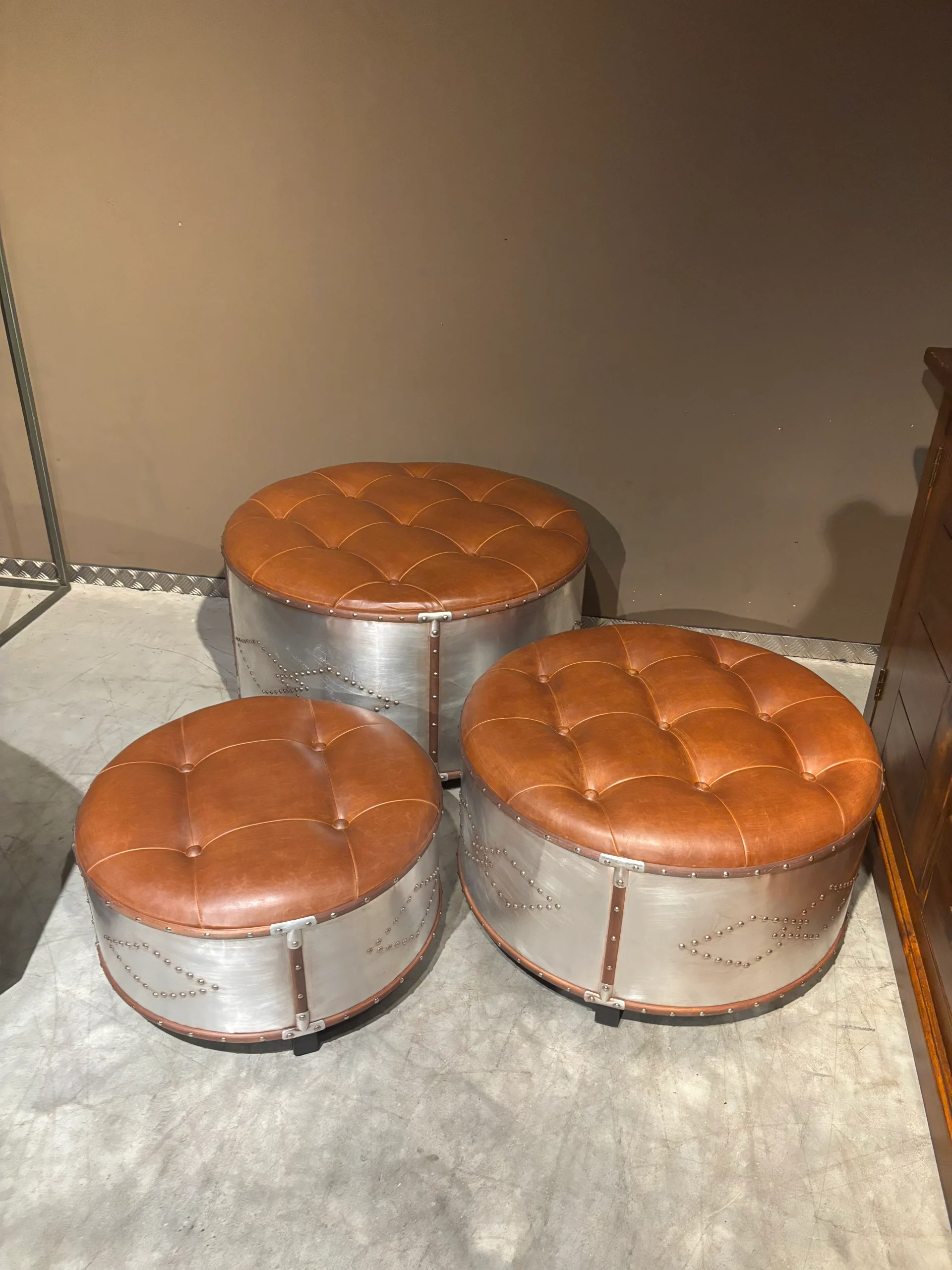 Set van 3 Ottoman/Hockers - Afbeelding 2