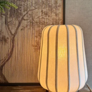 Tafellamp BIBURY hout print donker bruin+wit