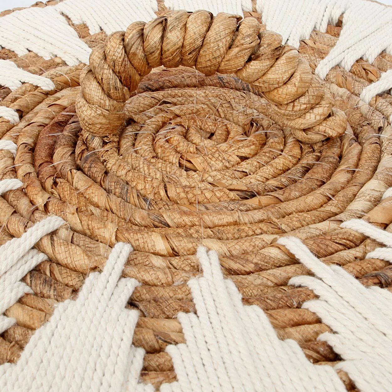 Banana Stitched Wasmand – L – Naturel/Wit - Afbeelding 9