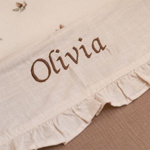 Laken met naam | Ruffle | Natural | Ledikant 120×150
