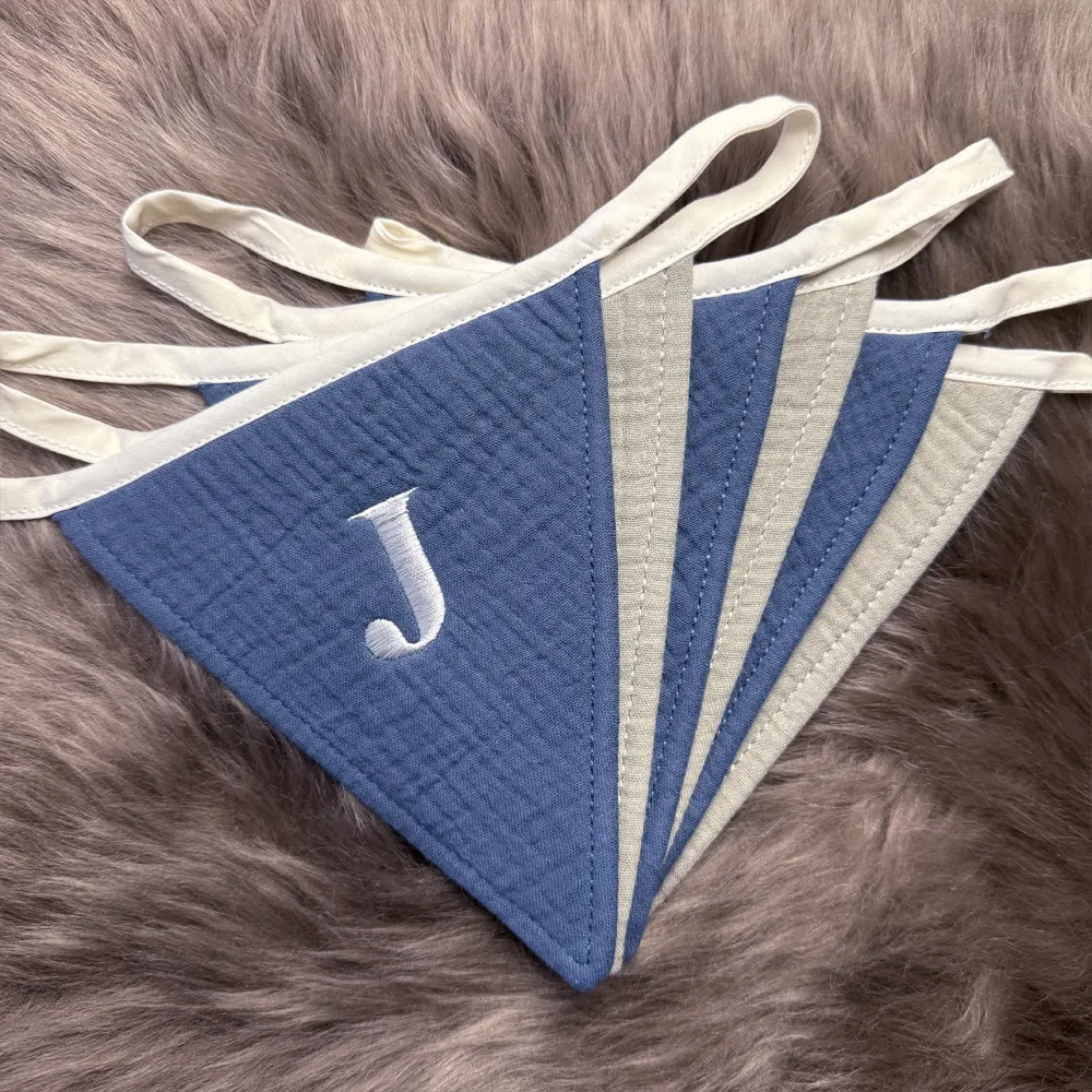 Vlaggenlijn met naam | Jeans Blue/Olive Green - Afbeelding 7