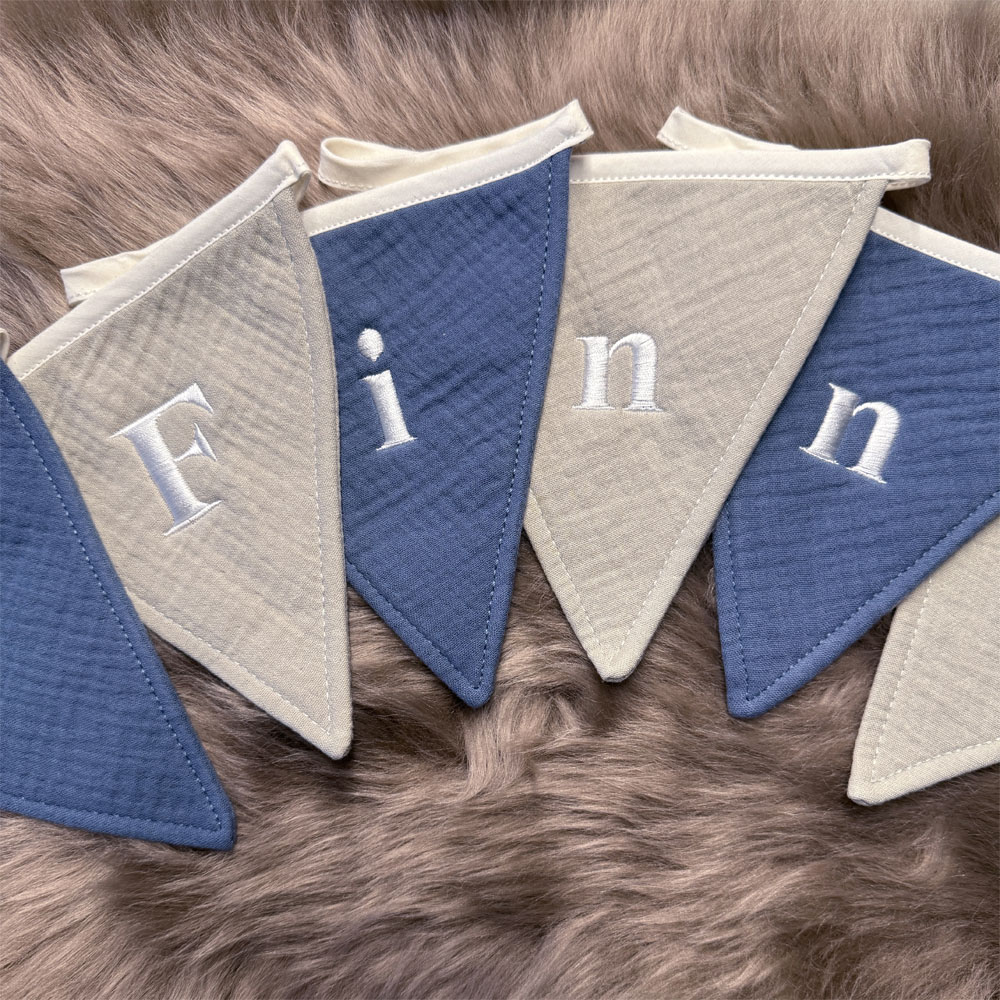 Vlaggenlijn met naam | Jeans Blue/Olive Green - Afbeelding 8