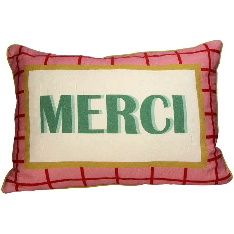 Italiaans Decoratief Kussen Merci – Multicolor Katoen - Afbeelding 4