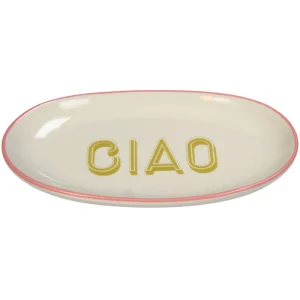 Ovaal Bord „CIAO” – Italiaans Design – Wit Bord