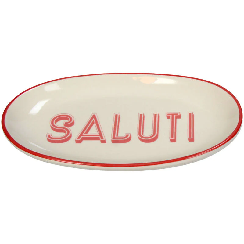 Piatto Italiano „Saluti” – Ovaal Wit Bord