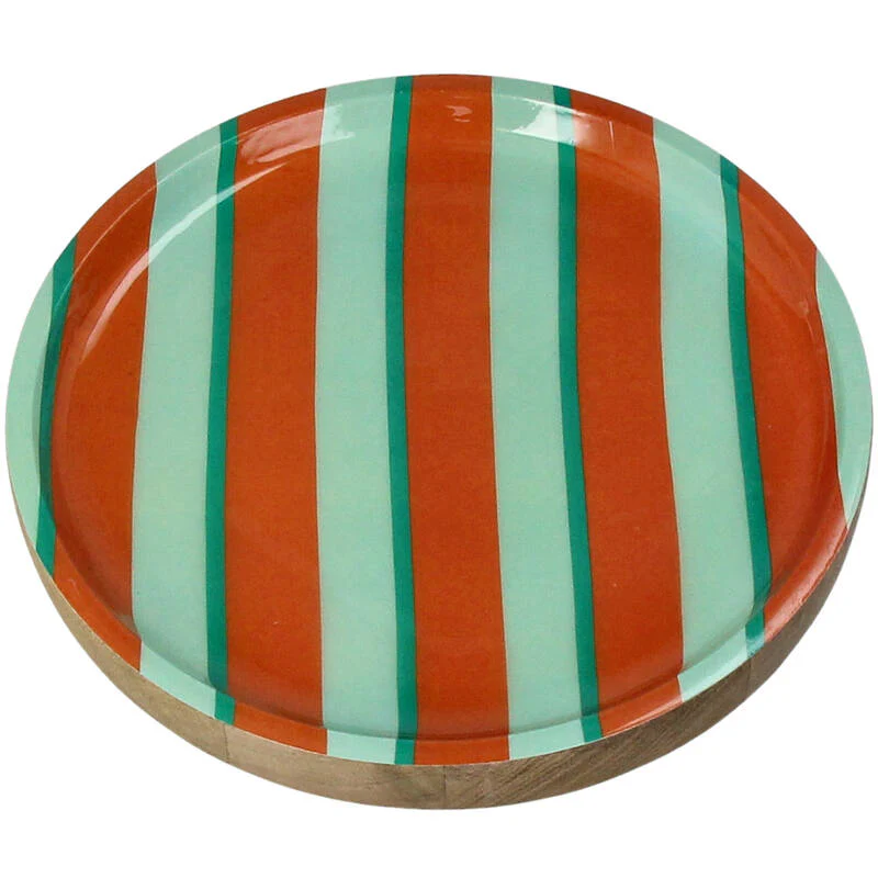 Mangohouten Bord „Stripe” – Rond Design