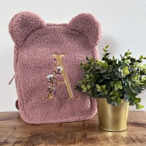 Teddy rugzak met initiaal | Oudroze