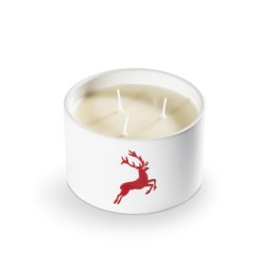Kaars met drie lontjes – Hert robijnrood – 14 cm
