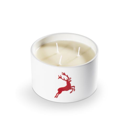 Kaars met drie lontjes – Hert robijnrood – 14 cm - Afbeelding 2