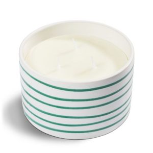 Kaars met drie lontjes – Gevlamd groen – 14 cm