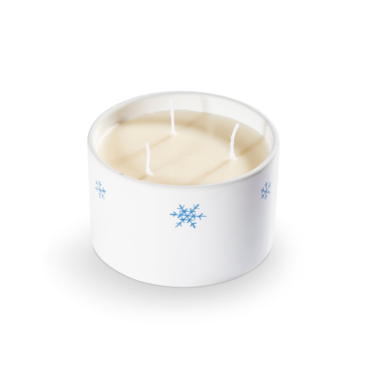 Kaars met drie lontjes – Sneeuwkristal blauw – 14 cm - Afbeelding 2