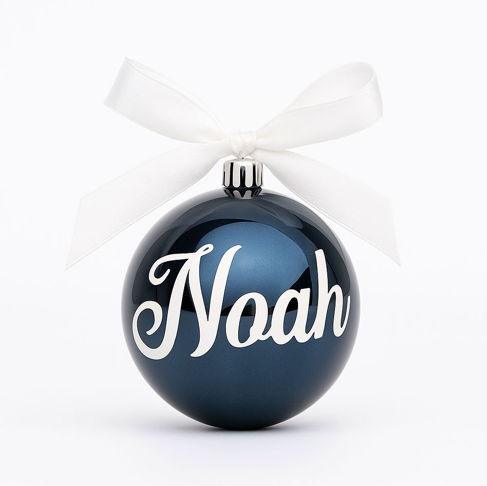 Kerstbal met naam | Blauw glans | Noah - Afbeelding 3