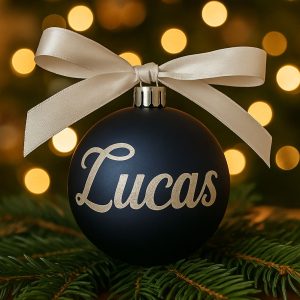 Kerstbal met naam | Blauw mat | Lucas