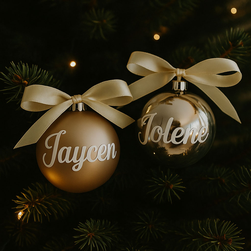 Kerstbal met naam | Champagne mat | Jaycen - Afbeelding 3