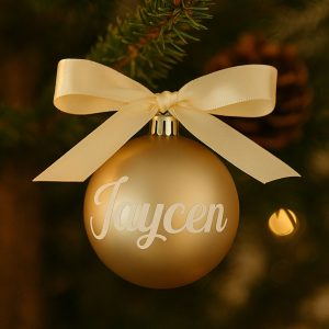 Kerstbal met naam | Champagne mat | Jaycen