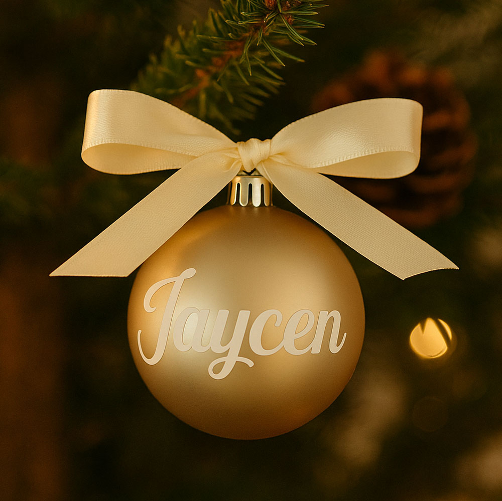 Kerstbal met naam | Champagne mat | Jaycen