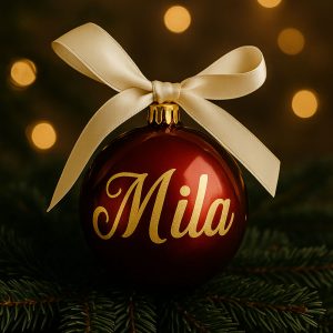 Kerstbal met naam | Rood glans | Mila