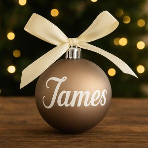 Kerstbal met naam | Taupe mat | James