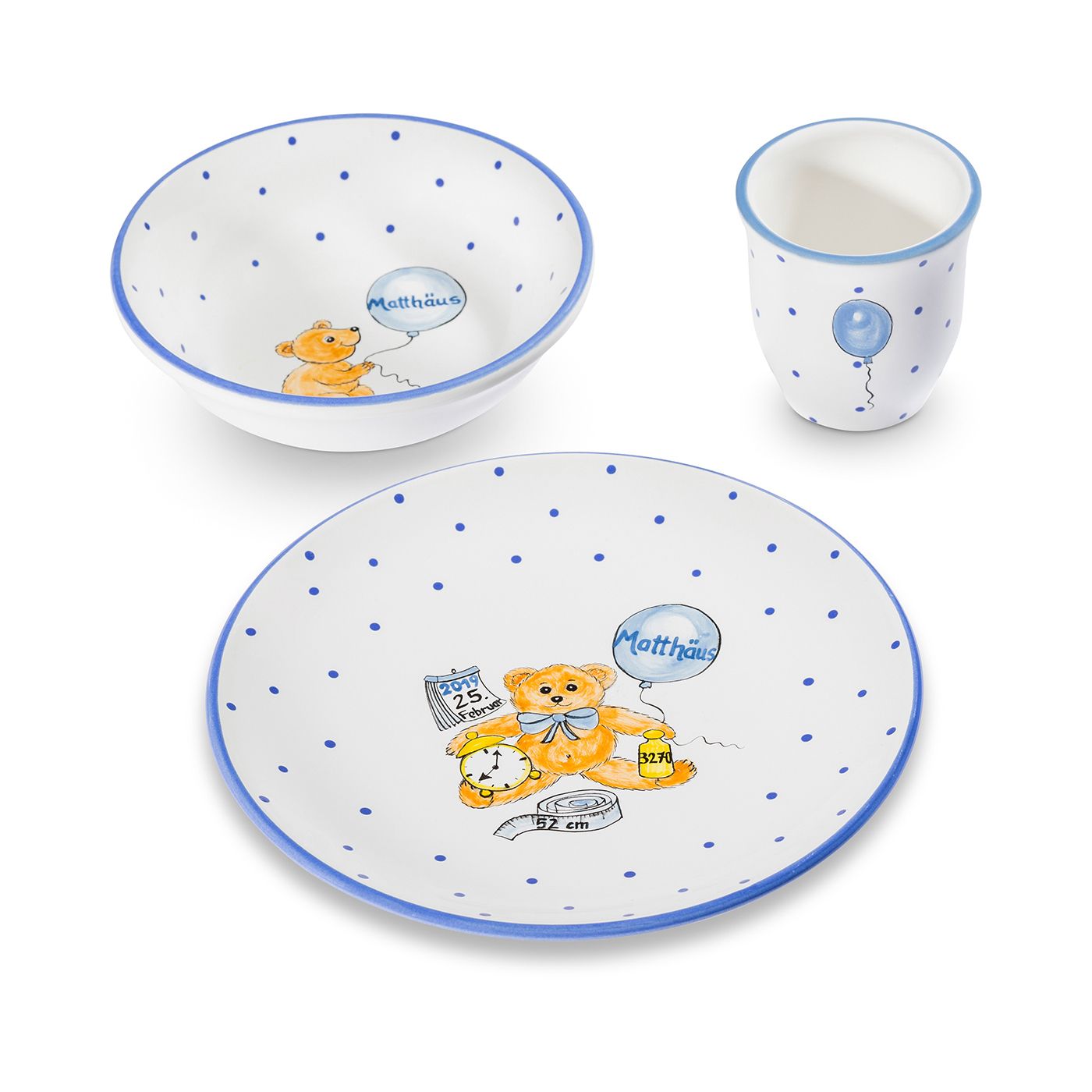 Kinderservies – blauw gepersonaliseerd