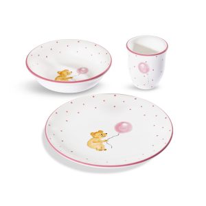 Kinderservies – roze – Beer