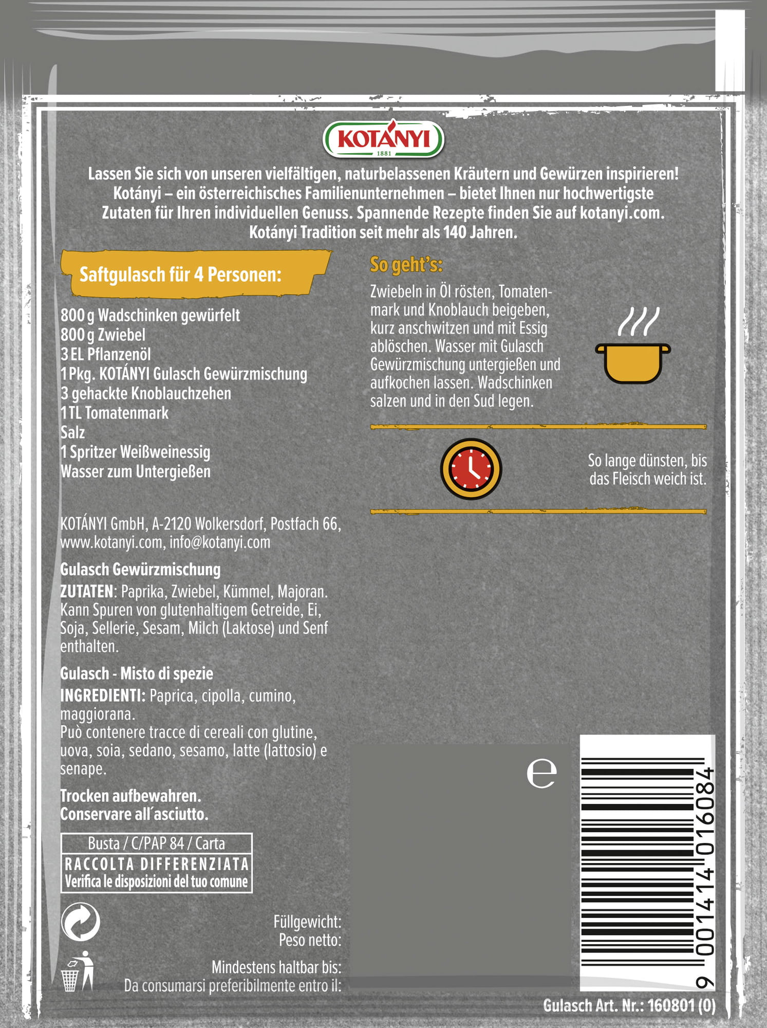 Kotanyi – Gulasch kruiden – zakje 31 gr - Afbeelding 3