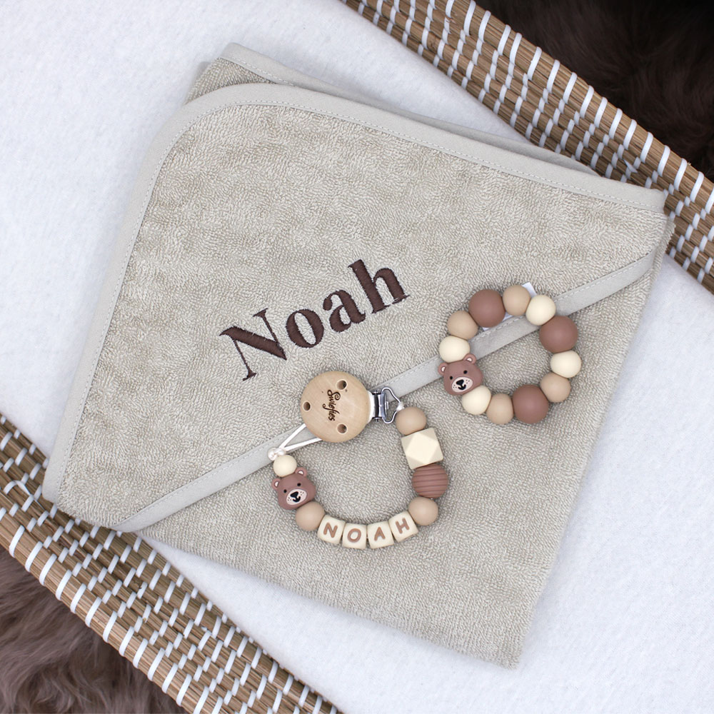 Kraamcadeau met naam | Giftset | M (Beige) - Afbeelding 2