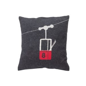 Kussenhoes rode gondel ‘Zur Bergstation’ – 40 x 40 cm