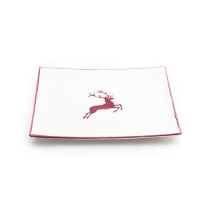 Onderbord / gebaksschaal vierkant – Hert bordeauxrood – 31 x 31 cm