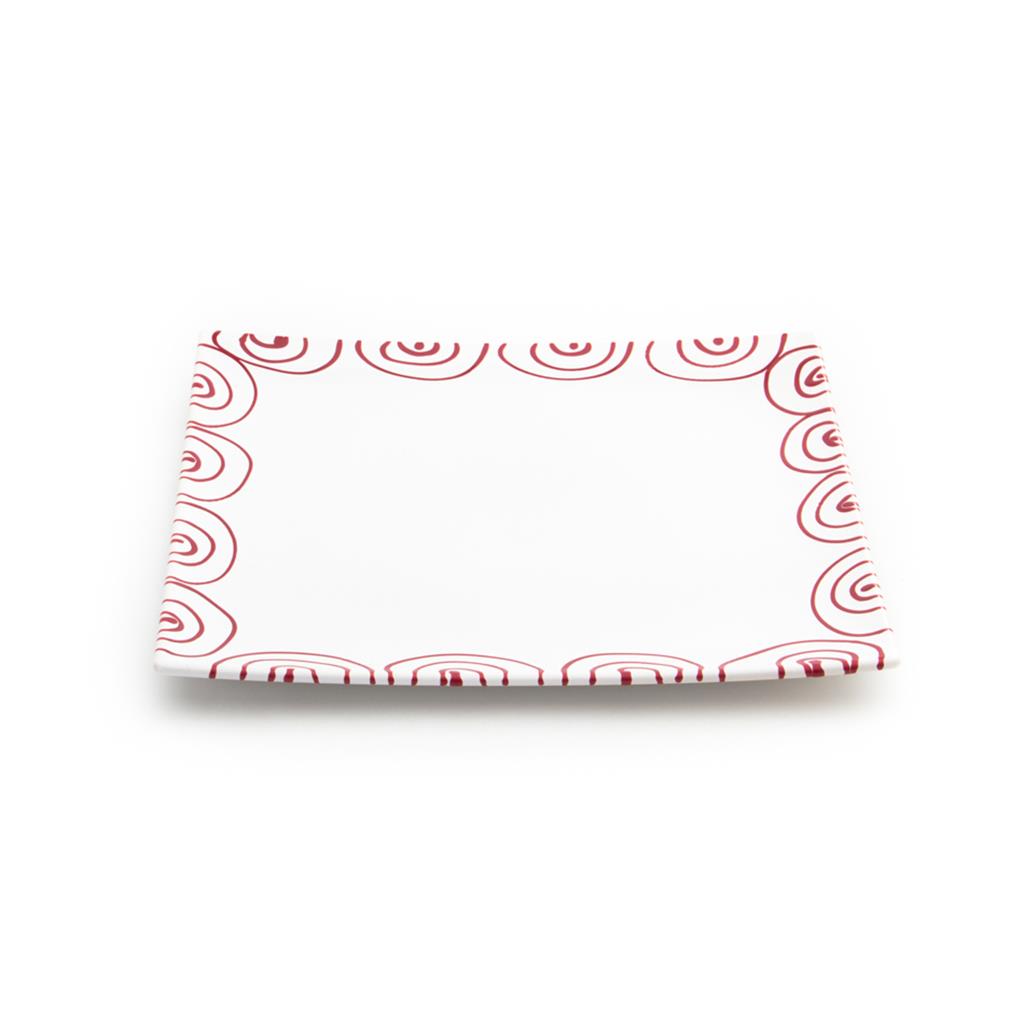 Onderbord / gebaksschaal vierkant – Gevlamd rood – 31 x 31 cm