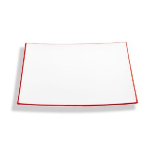 Onderbord / gebaksschaal vierkant – Rand robijnrood – 31 x 31 cm