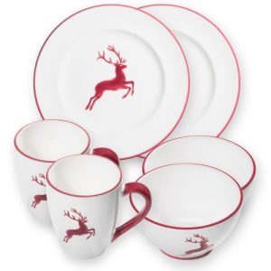 Ontbijtset Berghut voor twee – Hert bordeauxrood