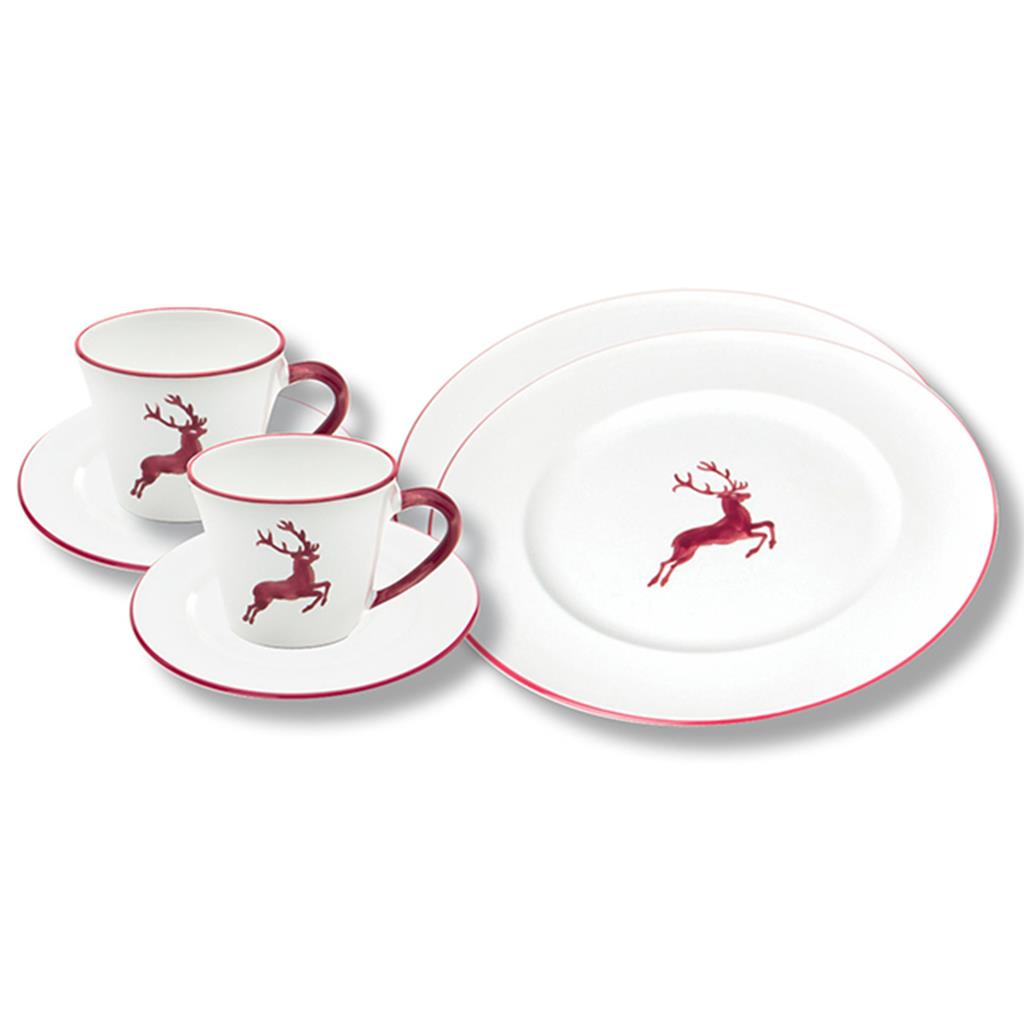Ontbijtset voor twee – Hert bordeauxrood - Afbeelding 2