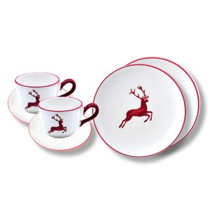 Ontbijtset voor twee – Hert bordeauxrood