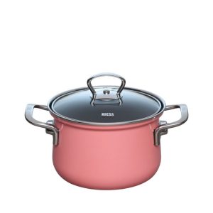 Riess – Pan hoog met glazen deksel – roze – 16 cm – 1,5 ltr