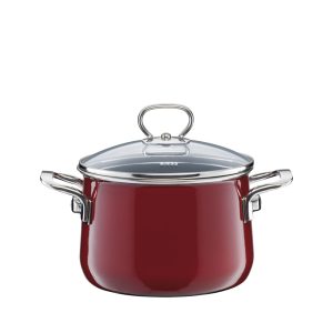 Riess – Pan hoog met glazen deksel – rosso – 24 cm – 6,5 ltr