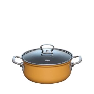 Riess – Pan laag met glazen deksel – oranje – 20 cm – 2,0 ltr