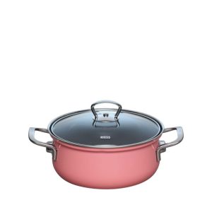 Riess – Pan laag met glazen deksel – roze – 20 cm – 2,0 ltr