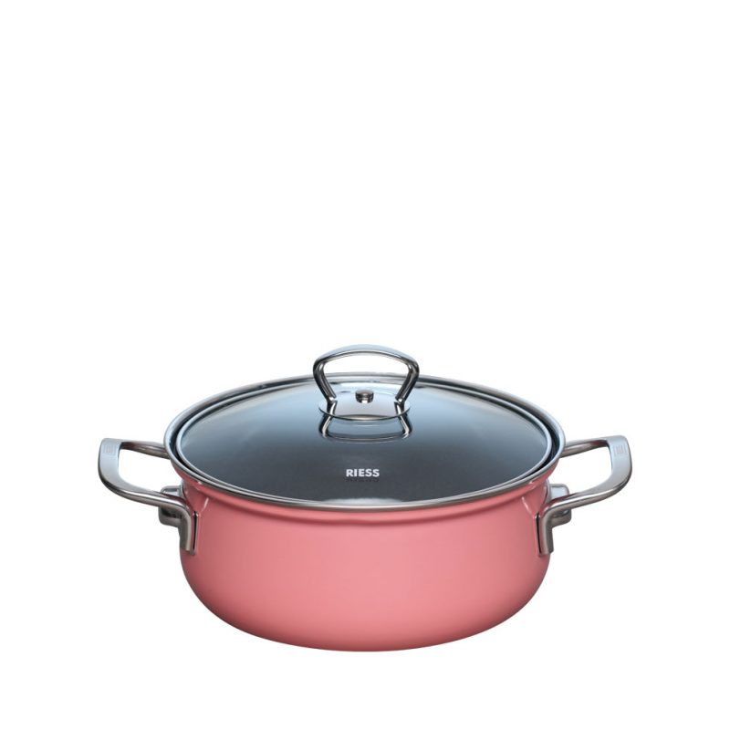 Riess – Pan laag met glazen deksel – roze – 20 cm – 2,0 ltr - Afbeelding 2